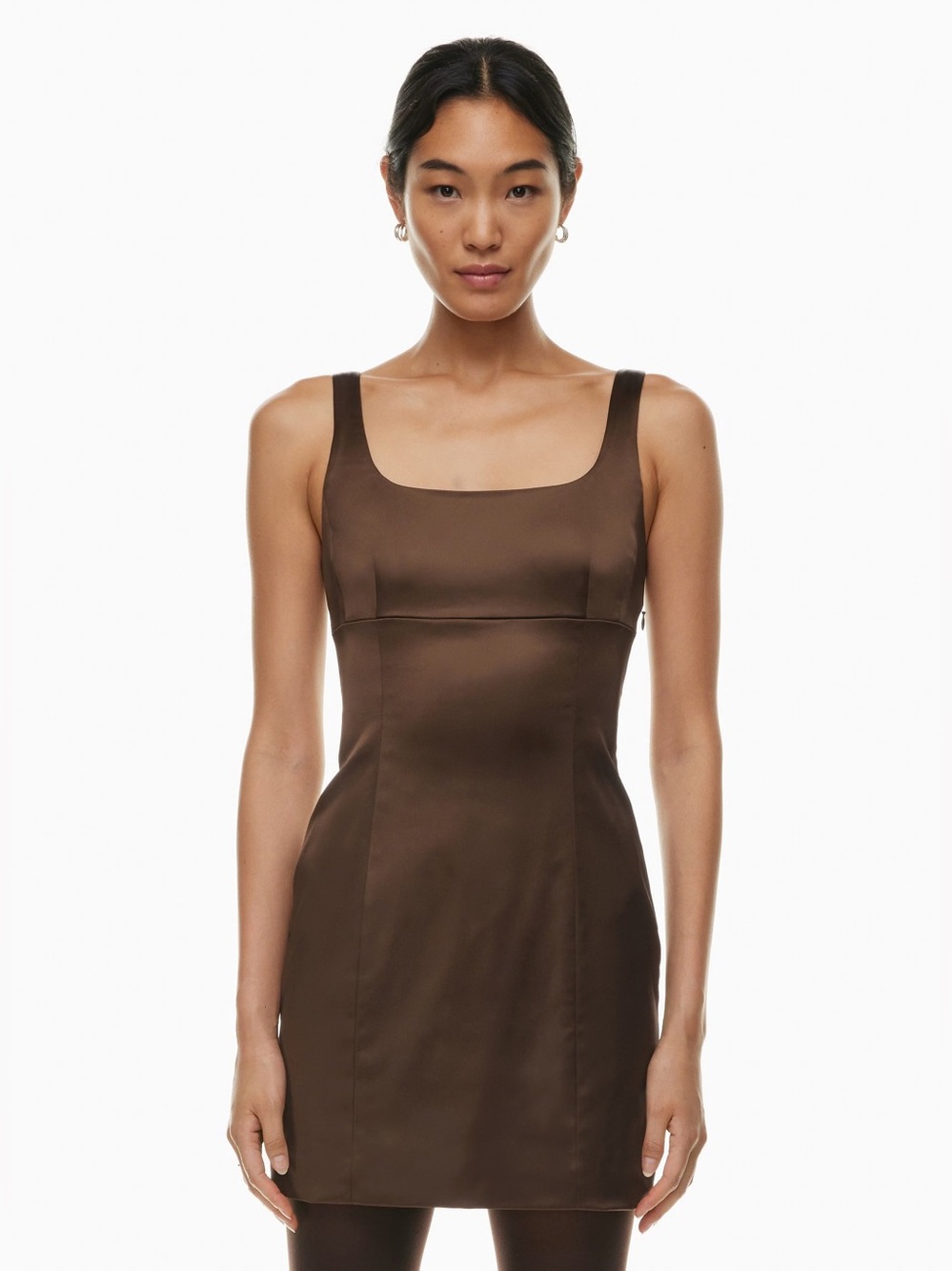 Aritzia Wilfred brown shine satin dress size 4 NWT